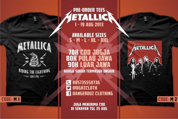 Pre-Order Metallica Tees <a href="/MetallicaJGJ_ID/">Metallica Jogja Fans</a> <a href="/MetallicaSBY_ID/">MetallicaSBY_ID</a> <a href="/MetallicaINDO/">Metallica Indonesia</a> <a href="/MetallicaINA/">Metallica Indonesia</a> <a href="/Metallica_ID/">Metallica_ID</a> @metallicaJAYA