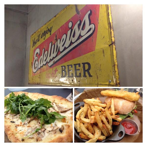 shinytomato's tweet image. Wild mushroom pizza and veggie burger @tapandbarrel #BCLongWeekend