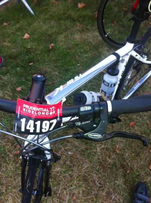 StuartRoss73's tweet image. At start of the #ridelondon 100. Loaded and ready to go (gulp)... Wish me luck and stamina...