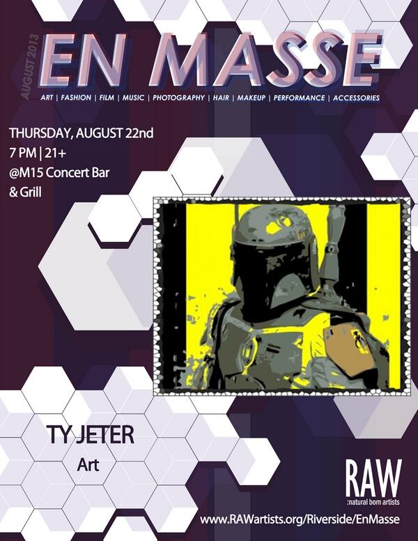 RiversideRAW's tweet photo. RAW Riverside Artist of the Day: Ty Jeter! Don't miss the creative paintings of Ty Jeter @M15 Concert Bar &amp; Grill http://t.co/samunOpERp