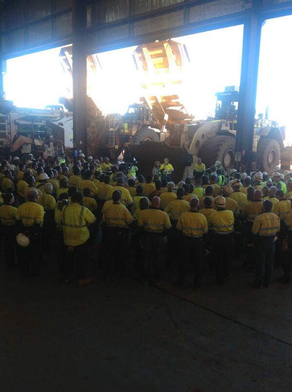 Terrific afternoon at Cloudbreak mine. Great to address the workers in front of some pretty impressive machinery