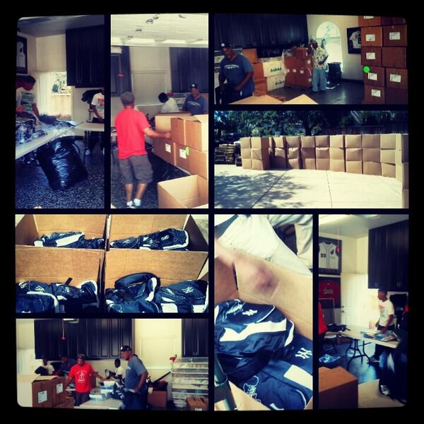 Lanier3000's tweet image. Assembly Line was rolling! Working hard! #OperationBackpacks @AmberSabathia