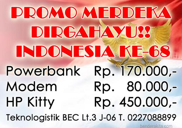 teknologistik's tweet image. @BandungYes Promo Merdeka @teknologistik 02270888969 BEC Lt.3 J-06 #diskonBDG #promo Happy Birthday Indonesia