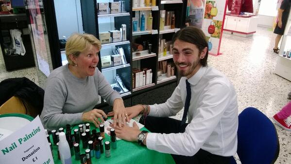 markgunston500's tweet photo. Our lovely customer Julie painting our newest team member, Jakes nails for Macmillan #macmillan #no7 http://t.co/lEY7uTSsPQ