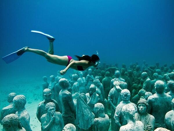 World's only one underwater museum. Underwater museum , Cancun , Mexico.A must visit in your lifetime.