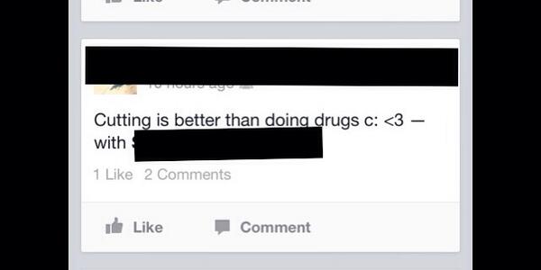 Strongandthin's tweet image. I just saw this in my newsfeed. I hate people that treat cutting like a joke:/