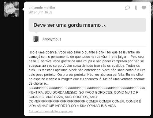 payneapologize's tweet photo. "ser gorda é castigo" "todo mundo odeia gordas" " gordas tem mas tendências a ser deprimidas" eu sendo gorda http://t.co/7RxvR1BIR2