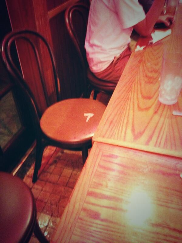 supmartin's tweet image. Freakin Poncho boy spilled lemonade on Kevin at Roscoes. #messingup