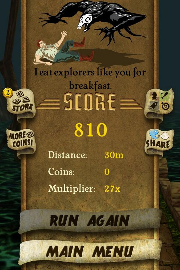 Danielle_JayneB's tweet photo. I got 810 points while escaping from demon monkeys. Beat that! http://t.co/DplsuyIzOF #TempleRun http://t.co/FkMZtUfAnP