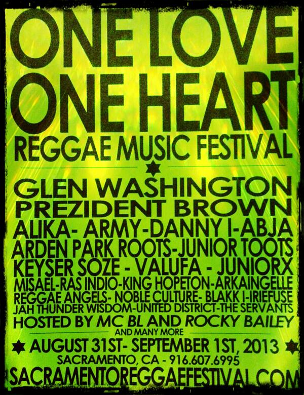 SacReggaeFest's tweet photo. ONE LOVE ONE HEART REGGAE MUSIC FESTIVAL- Aug. 31st-Sept.1st- Sacramento, CA http://t.co/Lmat4J8VoG
