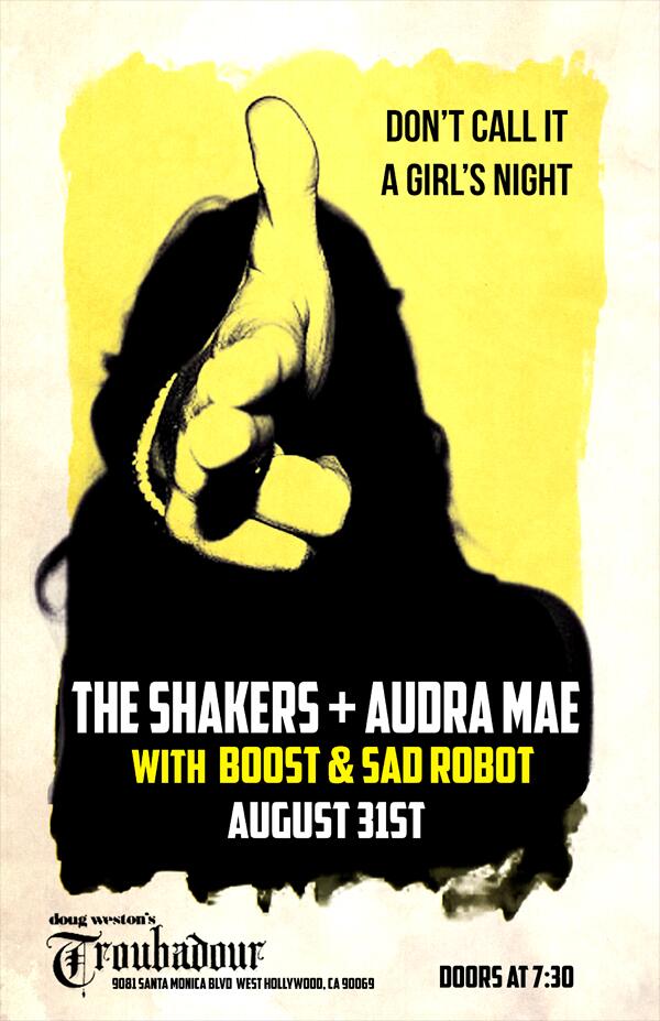 .<a href="/audramae/">Audra Mae</a> is back in LA AUG 31st at <a href="/theTroubadour/">Troubadour</a>