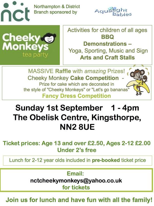 NCTNorthampton's tweet photo. @BBCNorthampton  Cheeky Monkeys Tea Party 1st Sept!! Join in the fun order tickets now 07968288975,Please plug sun am http://t.co/ZfZNMoAyg0