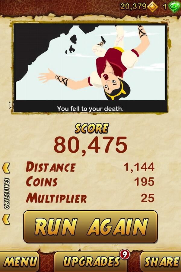 I got 80475 points while escaping from a Giant Demon Monkey. Beat that! bit.ly/TempleRun2