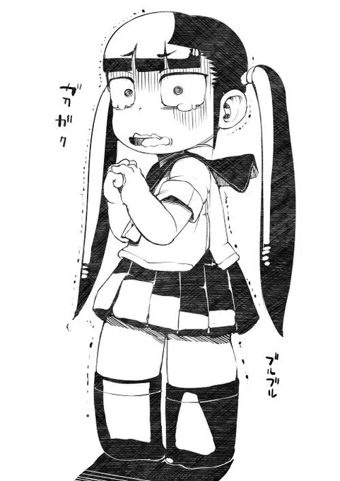 こないだの線に多少の黒を加えた系のむじゃきなロングツインテールちゃん。 