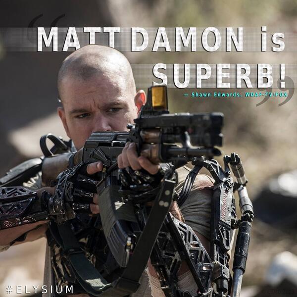 RT als je benieuwd bent naar Matt Damon in #‎Elysium! 15 augustus in de bioscoop, ook in <a href="/IMAXPathe/">IMAX Pathé</a>