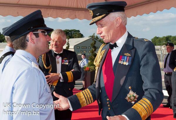 Officer Cadet Chris Lewis of 2117 (Kenfig Hill) Squadron talking to Air Chief Marshal Sir Stephen Dalton at RIAT 2013