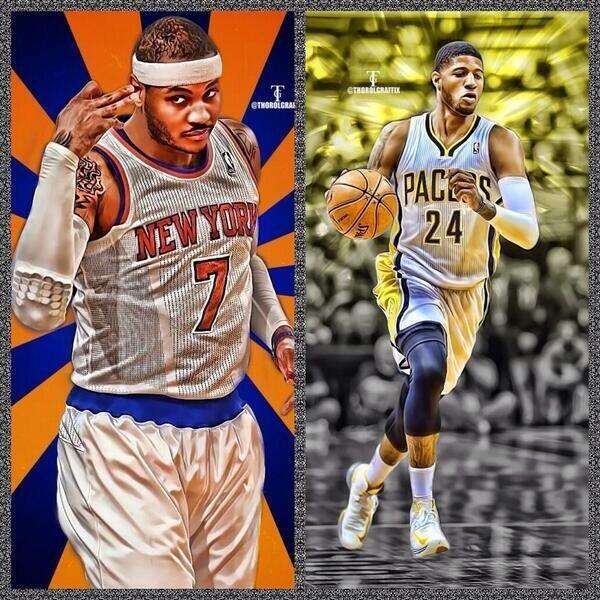 NBABattle's tweet image. Retweet for melo! Favorite for Paul George!