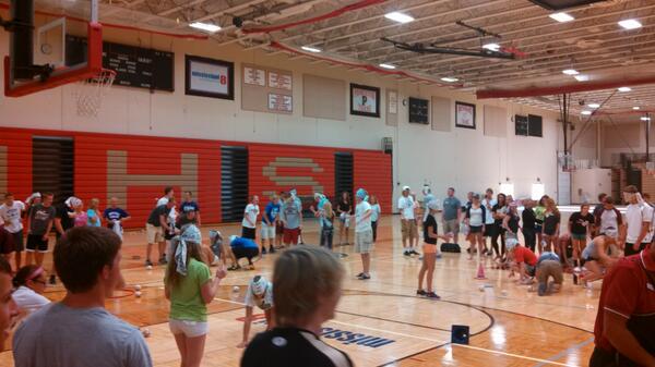 Blind folded dodge ball at the #M8 Student Leadership Conference!