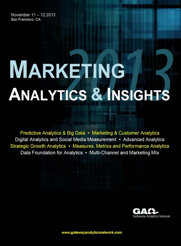 GANevents's tweet photo. Here is on of our SF events Marketing Analytics &amp; Insights 2013 http://t.co/4tzZDRlsFy http://t.co/aOadu76H6O