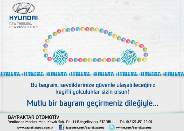 BayraktarGrup's tweet photo. Mübarek Ramazan Bayramınız kutlu olsun. Mutlu bir bayram geçirmeniz dileğiyle... Bayraktar #Hyundai Yetkili Bayii http://t.co/t902sgH8Xc