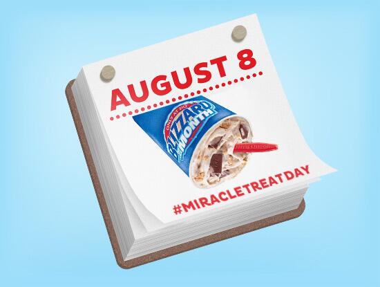 DairyQueen's tweet photo. Helping kids is as simple as ordering a #BLIZZARDTreat on August 8, #MiracleTreatDay. Enjoy your BLIZZARD Treat! http://t.co/m6ReLbjHNF