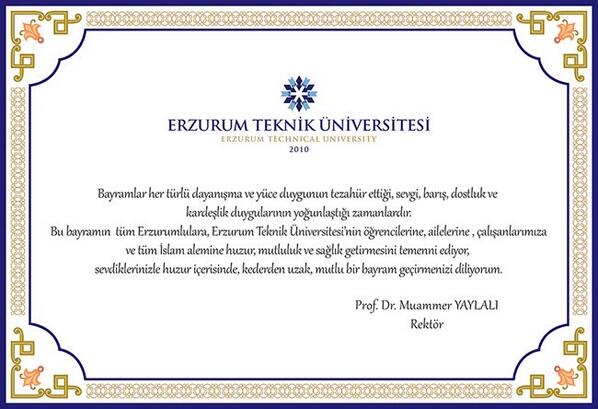 Rektörümüzün Bayram Mesajı :