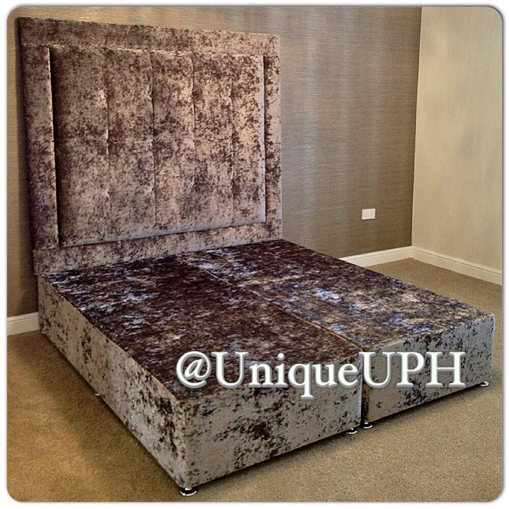 Unique upholstery on twitter: "full silver crushed velvet bed ... Crushed velvet champagne bed
