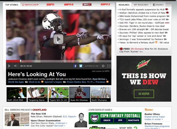 SpursUpBlog's tweet image. #Gamecocks - #Clowney featured in the main stories on the ESPN.com front page right now: