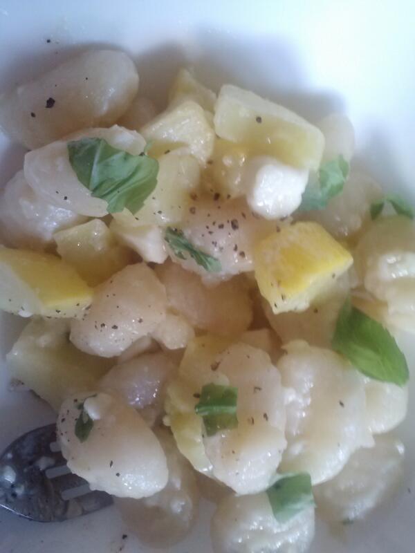 NoelleP555's tweet image. Gnocchi with squash from- @TerraLocal and feta and basil. Yum!