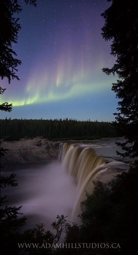 DestCanada's tweet photo. What do you think of this beautiful shot by Adam Hill Studios over Alexandra Falls? http://t.co/OH1RG11kno