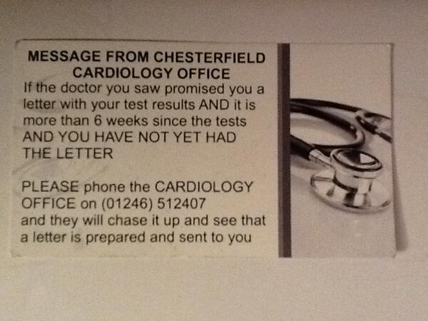 Let me share a little innovation. Attached card handed to outpatients.Fewer forgotten test results #patientinvolvment