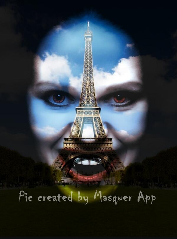 MasquerApp's tweet image. Face covered by Eiffel Tower scenery. Pic created by Masquer App, find more creations at masquerapp.com/?twitter