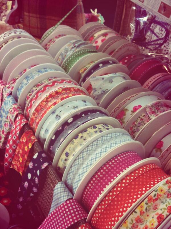 coolcrafting's tweet photo. Suitcases full of ribbons, bias binding, buttons and our clever kits in jam jars @FESTOFQUILTS stand H3 http://t.co/4qzsrOVvUB