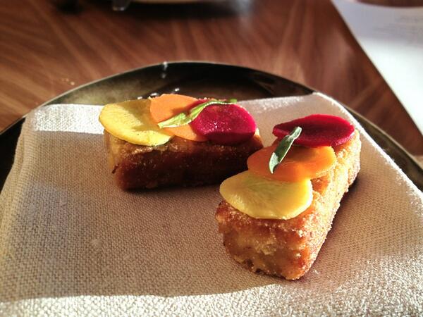 SallyMJensen's tweet photo. @Grazia_Live stunning food at restaurant story -rabbit croquettes #foodfriday http://t.co/6m6SbtIzDf