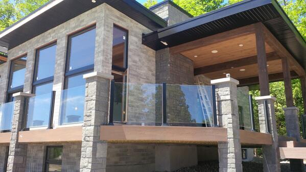 Wow! Look at that! Fantastic Sunspace Contemporary Glass Railing by greybrucepatio.com  Way to go Rick!