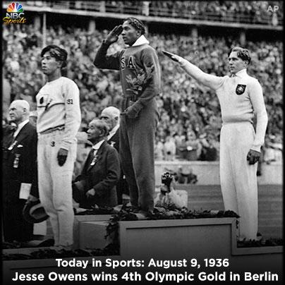 rotoworld_hoops's tweet photo. August 9, 1936: Jesse Owens makes history as he wins his 4th Gold Medal of the Berlin Olympic Games! http://t.co/wLbFsYvApN
