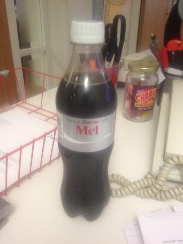 missmeljo's tweet photo. This has made my Friday! Thank you @DietCoke http://t.co/iPhwOsv0j7