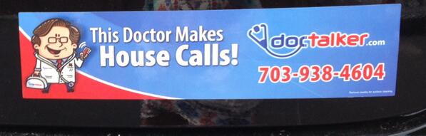 Customized house call bumper stickers came today! Would you spread the <a href="/Doctalker/">doctalker</a> love by putting one on your car?