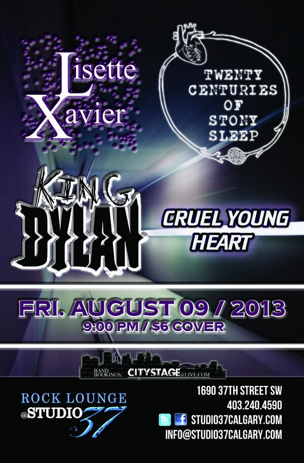 Studio37Calgary's tweet image. WOOP WOOP ITS FRIDAY!!  Hottest  line up on stage. @theRealKingDyl  @20CofStonySleep @LisetteXavier @CruelYoungHeart