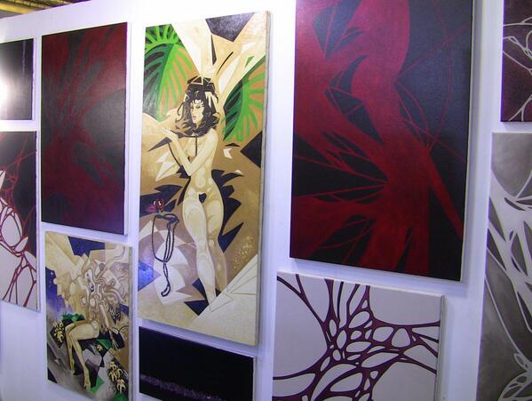 Spring_Arts_Col's tweet image. Artist "Sid" has paintings on Robin's wall.