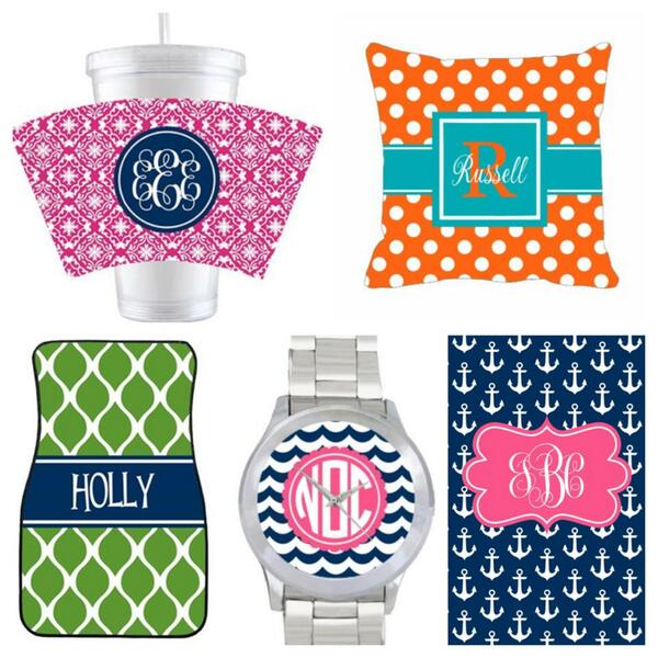 SouthernCharmSC's tweet photo. Make personalized pillows, car mats, phone cases, watches, cups, &amp; dozens more items! Choose pattern color &amp; monogram http://t.co/fFqUBp9Zr7