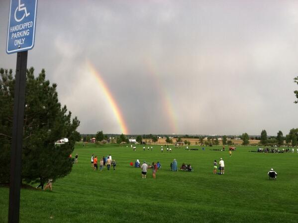 Double rainbow over #BroomfieldCommonsParktonight.