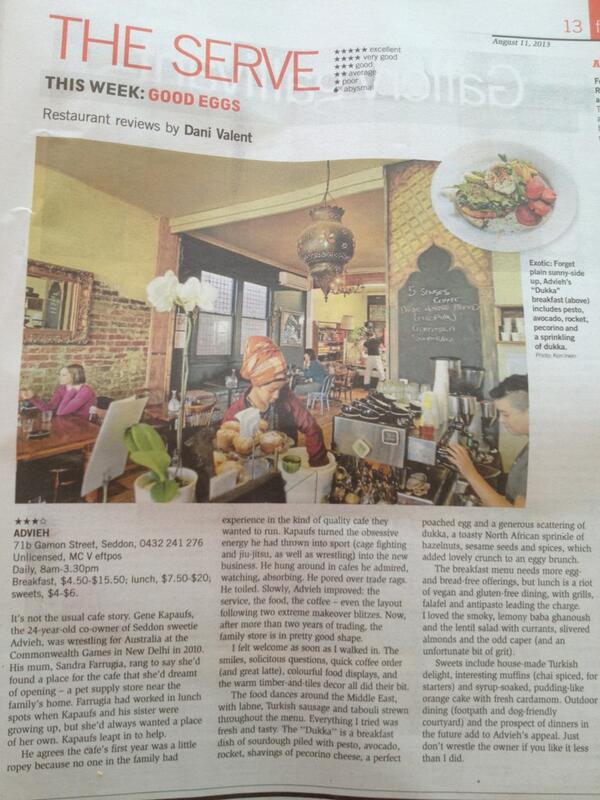 OverTheWestgate's tweet photo. RT @danivalent: Today's @sundayage review is Seddon's Advieh. Cage fighting, coffee, an unusual cafe story. http://t.co/JcFWXZms4T