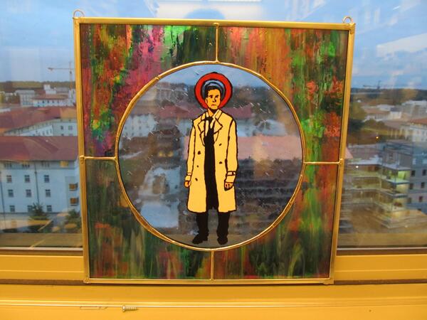 DarcieCook's tweet image. Best souvenir from #GISHWHES, my homemade @mishacollins /Castiel stained glass window. #newskills