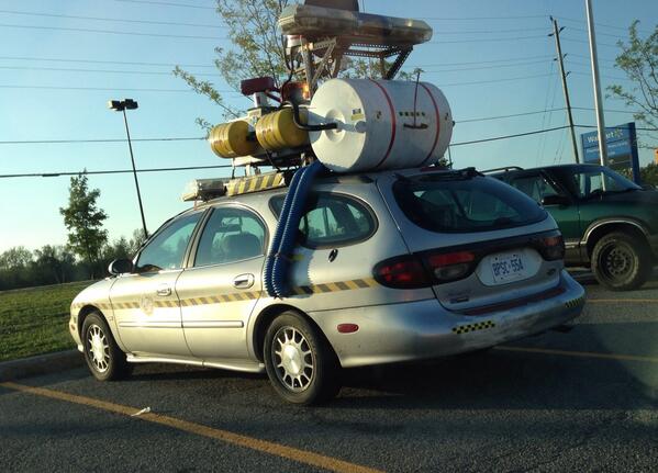 fortistech's tweet photo. Seen at the Tim Hortons in Smith Falls with @McKeeAutoscan on our drive home today... #WhoYouGonnaCall http://t.co/kBLdh436iF