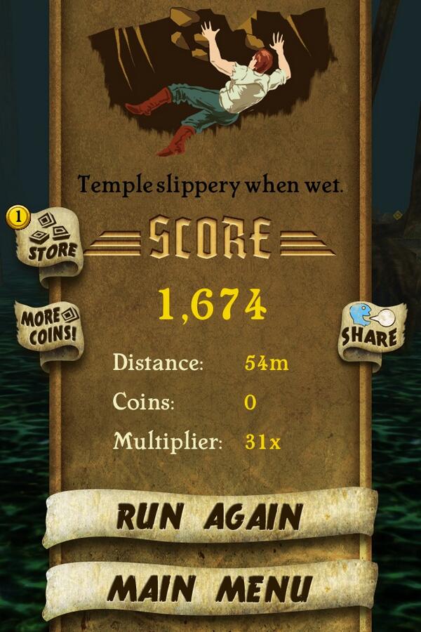 ColorByCarson's tweet image. I got 1,674 points while escaping from demon monkeys. Beat that! bit.ly/TempleRunGame #TempleRl