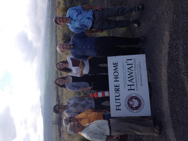 Palamanui's tweet photo. UH and HCC officials and Big Island Legislators tour soon-to-be-built Hawaii Community College Palamanui Campus site. http://t.co/QPowRnUtg1