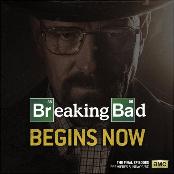 BreakingBad's tweet image. #BreakingBad begins NOW. RT if you're watching!