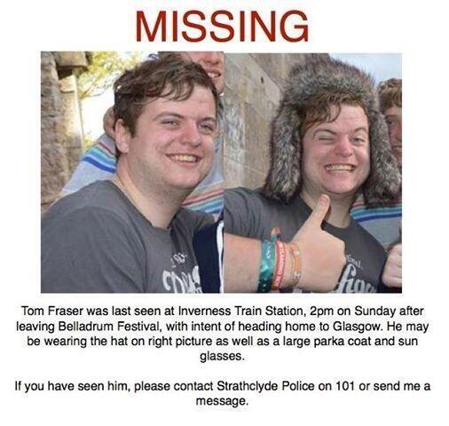 ICTFC's tweet photo. MISSING PERSON : Tom Fraser - It takes two seconds to retweet, let's see if we can help find Tom. http://t.co/serDOXuEHO