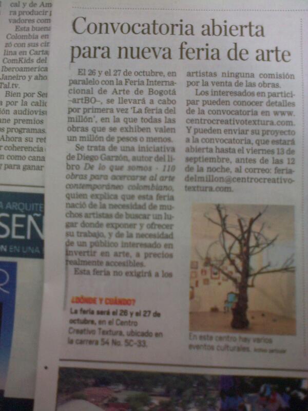 feriadelmillon's tweet photo. Hoy en la edición de @ELTIEMPO más información de #feriadelmillon. Falta un mes para que se cierre la convocatoria. http://t.co/wLtVUUmERG
